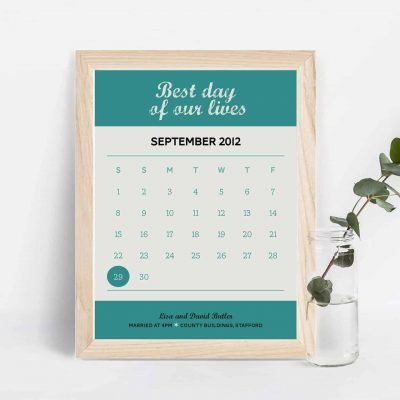 Best day personalised calendar date print from mooks design